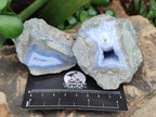 Polished On One Side Blue Lace Agate Geodes x 13 From Nsanje, Malawi