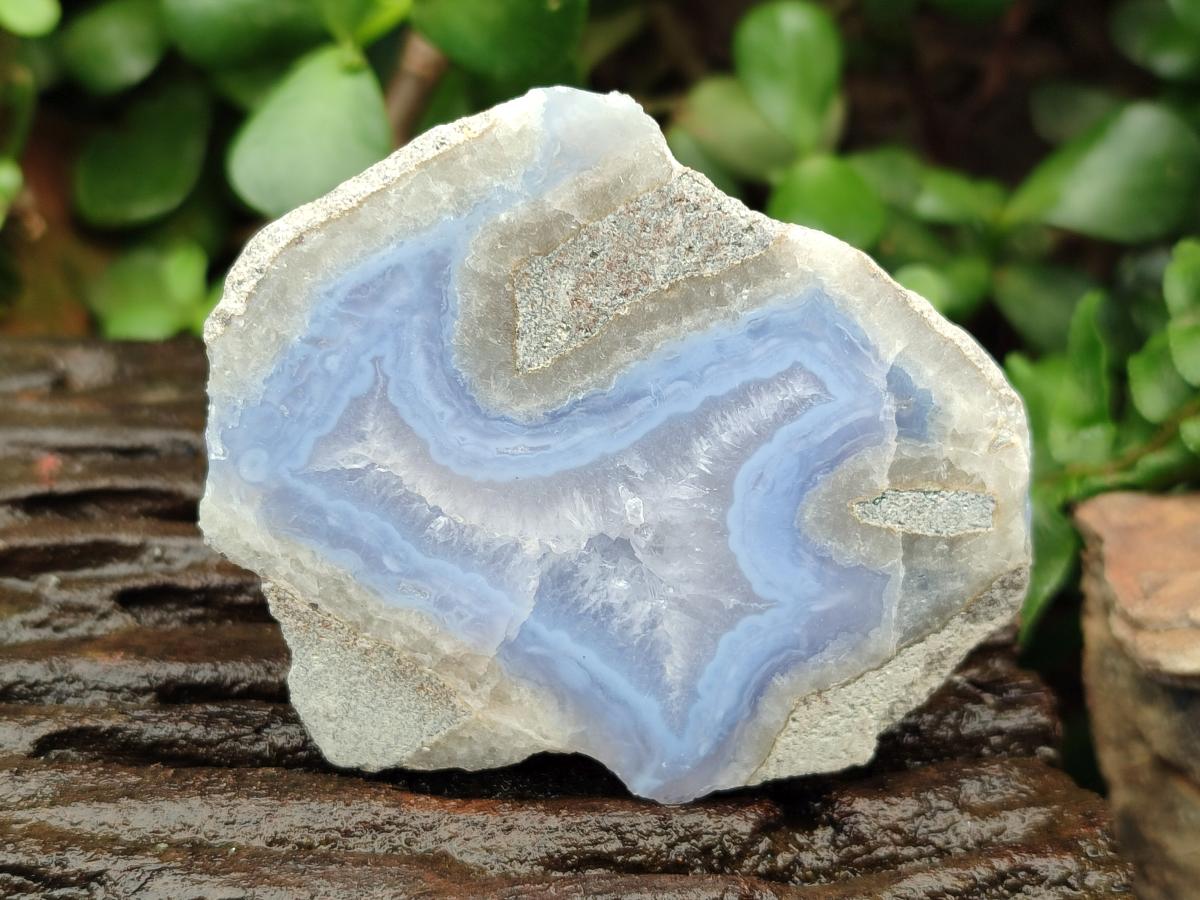 Polished On One Side Blue Lace Agate Geodes x 13 From Nsanje, Malawi