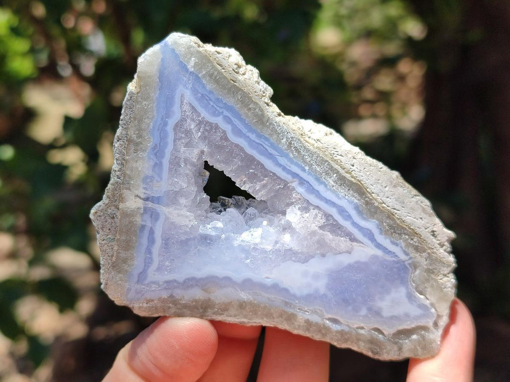 Polished On One Side Blue Lace Agate Geodes x 13 From Nsanje, Malawi
