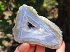 Polished On One Side Blue Lace Agate Geodes x 13 From Nsanje, Malawi
