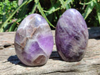 Polished Purple Chevron Amethyst Standing Free Forms x 3 From Madagascar