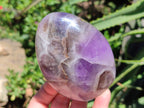 Polished Purple Chevron Amethyst Standing Free Forms x 3 From Madagascar