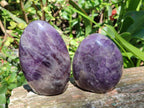 Polished Purple Chevron Amethyst Standing Free Forms x 3 From Madagascar