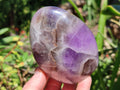 Polished Purple Chevron Amethyst Standing Free Forms x 3 From Madagascar