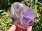 Polished Purple Chevron Amethyst Standing Free Forms x 3 From Madagascar