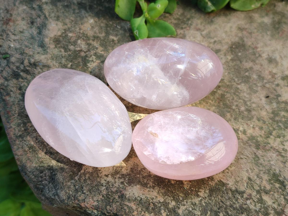 Polished Gemmy Rose Quartz Palm Stones x 20 From Madagascar