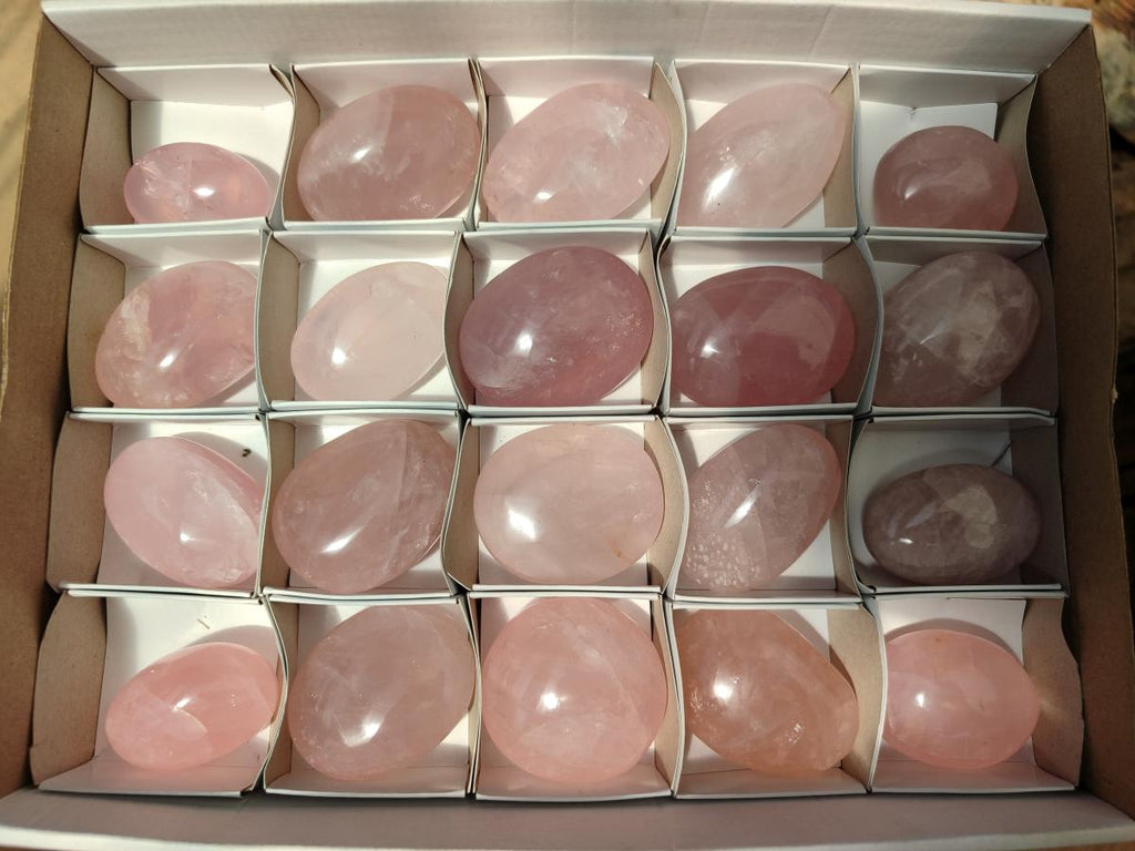 Polished Gemmy Rose Quartz Palm Stones x 20 From Madagascar