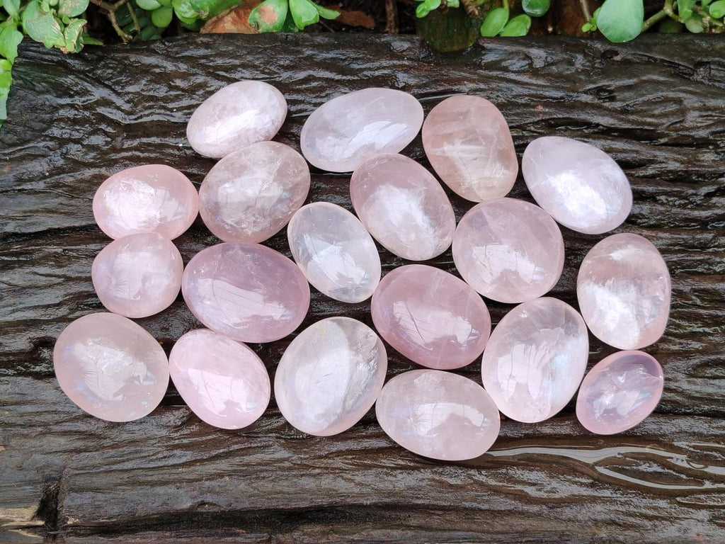 Polished Gemmy Rose Quartz Palm Stones x 20 From Madagascar
