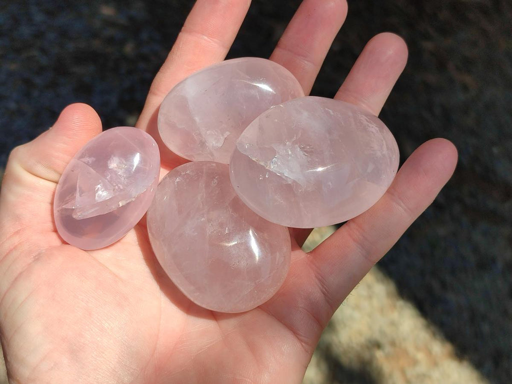 Polished Gemmy Rose Quartz Palm Stones x 20 From Madagascar