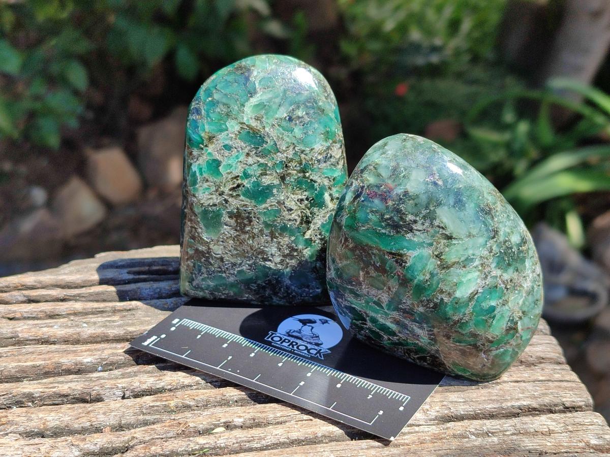 Polished Emerald Mica 'Mutokolite' Standing Free Forms x 4 From Mutoko, Zimbabwe - Toprock Gemstones and Minerals 