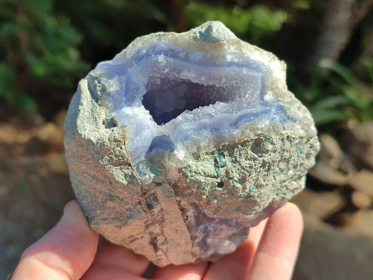 Natural Blue Lace Agate Geode Specimens x 5 From Nsanje, Malawi