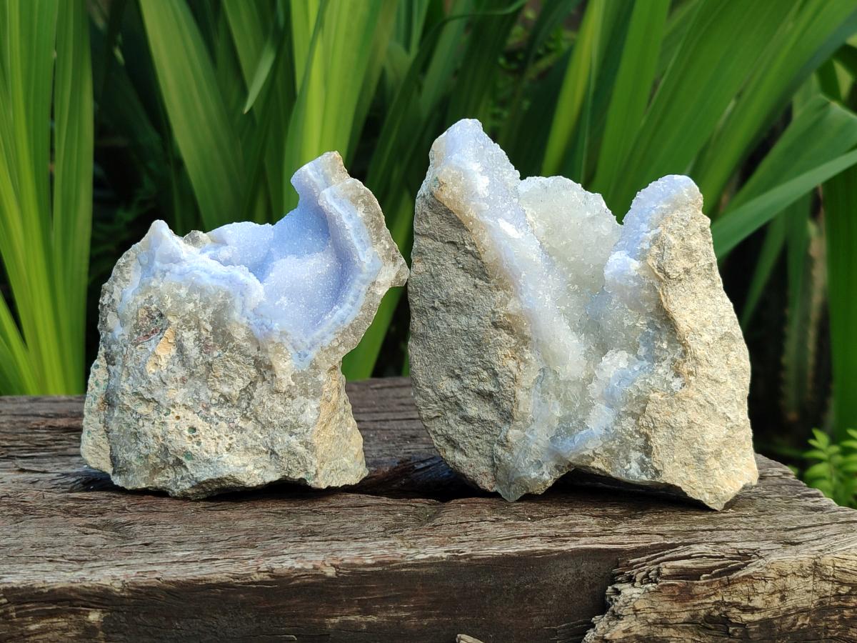 Natural Blue Lace Agate Geode Specimens x 5 From Nsanje, Malawi