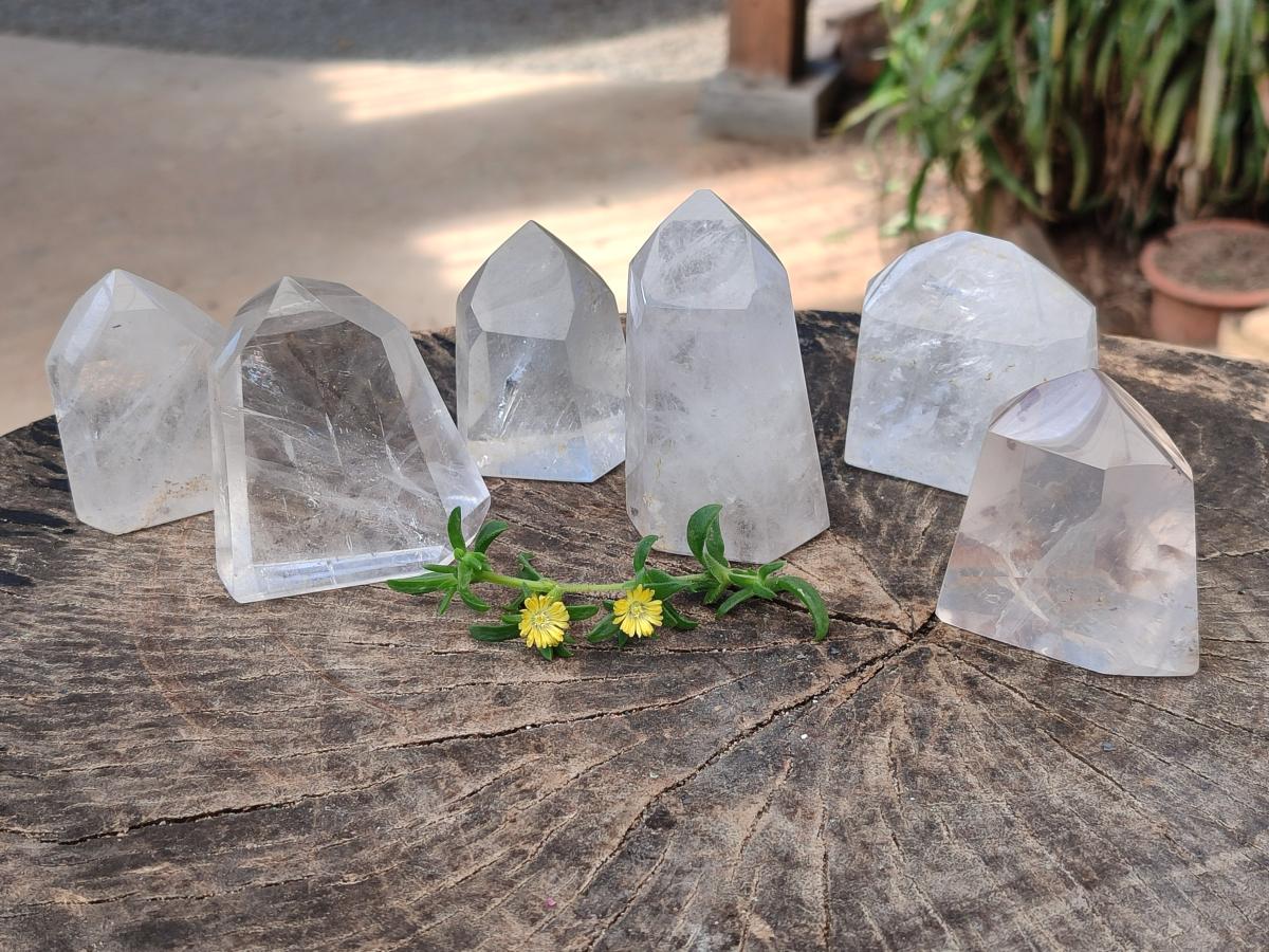 Polished Clear Quartz Crystals x 6 From Madagascar