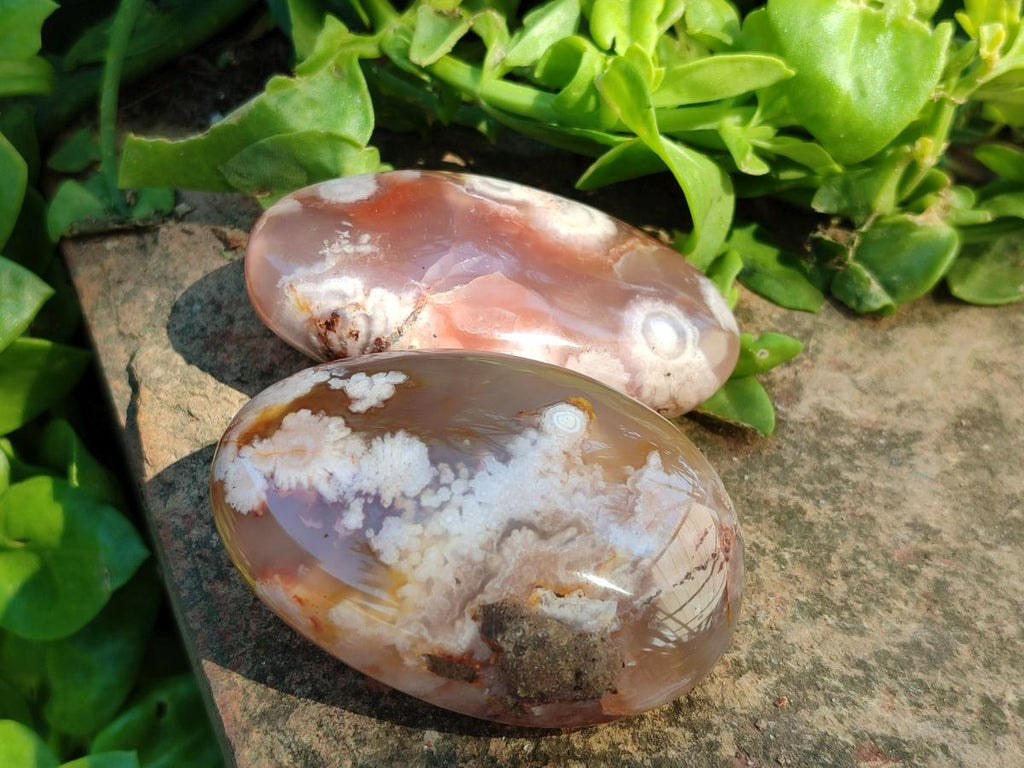 Polished Flower Agate Galets x 12 From Antsahalova, Madagascar