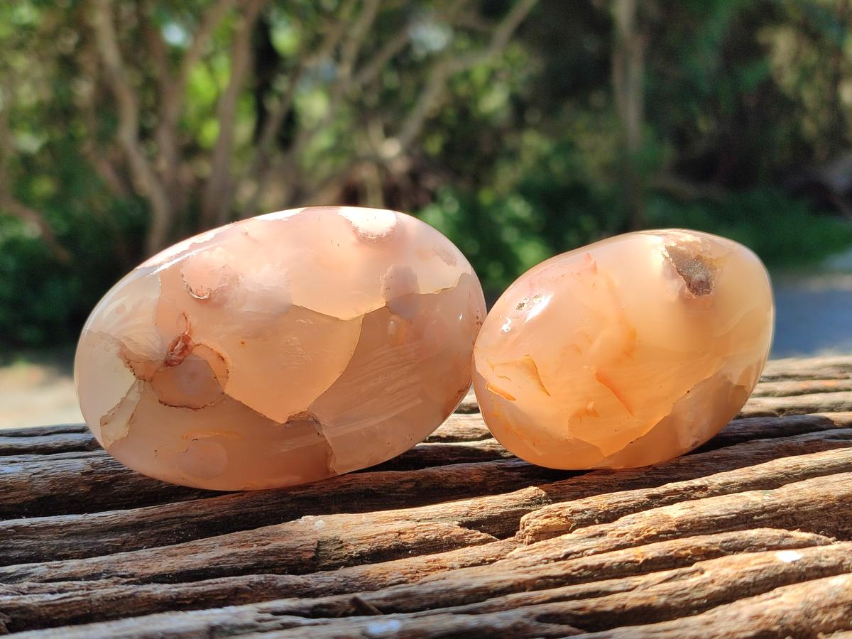 Polished Flower Agate Galets x 12 From Antsahalova, Madagascar