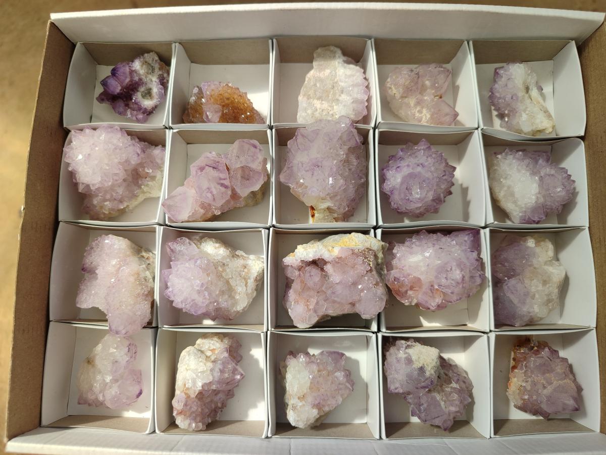 Natural Sunburst Amethyst Spirit Clusters x 20 From Boekenhouthoek, South Africa