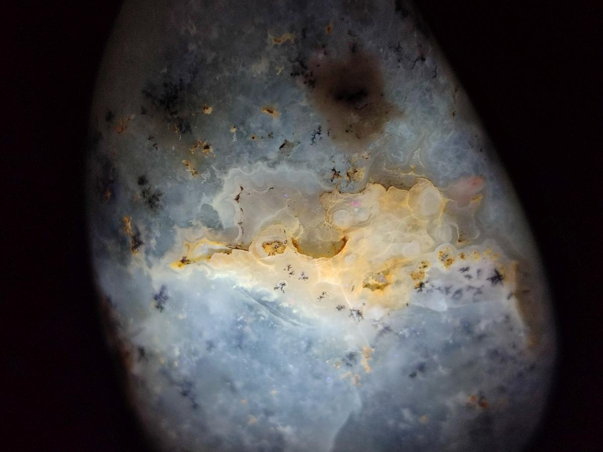 Polished Dendritic Opal Standing Free Forms x 2 From Moralambo, Madagascar