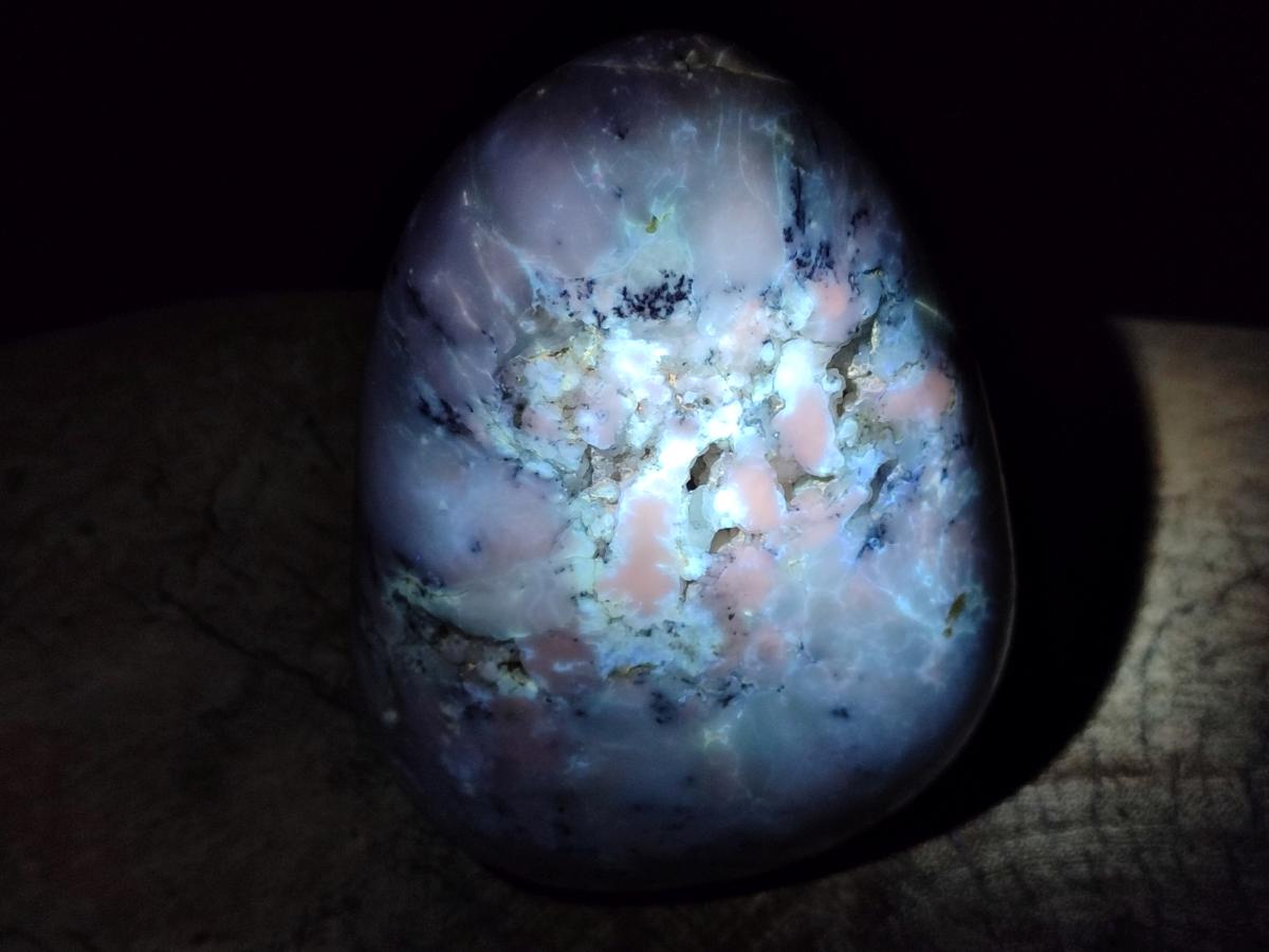 Polished Dendritic Opal Standing Free Forms x 2 From Moralambo, Madagascar