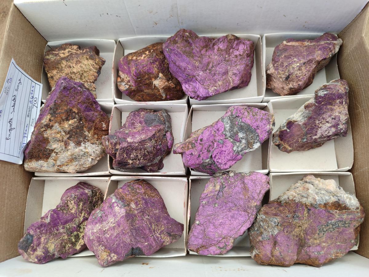 Natural Metallic Purpurite Specimens x 12 From Erongo, Namibia
