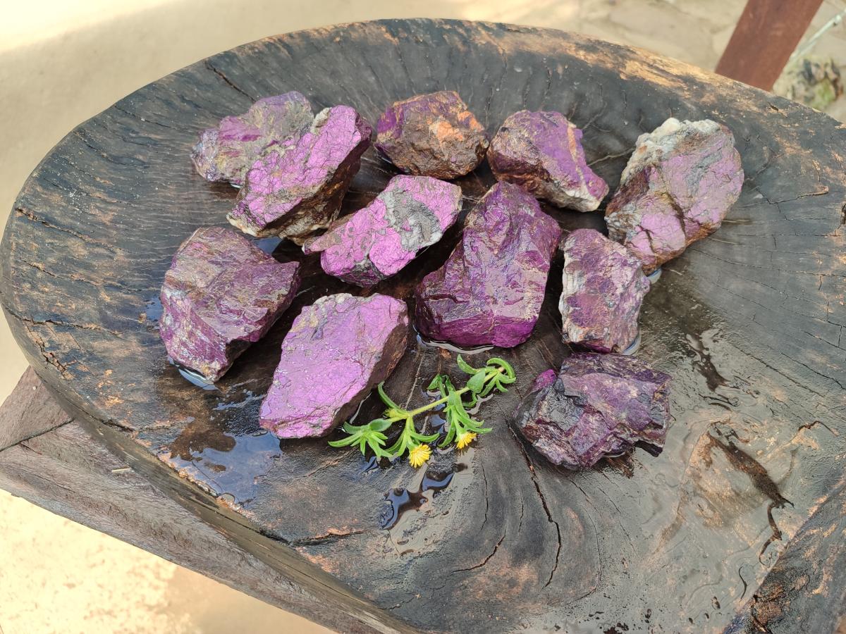Natural Metallic Purpurite Specimens x 12 From Erongo, Namibia