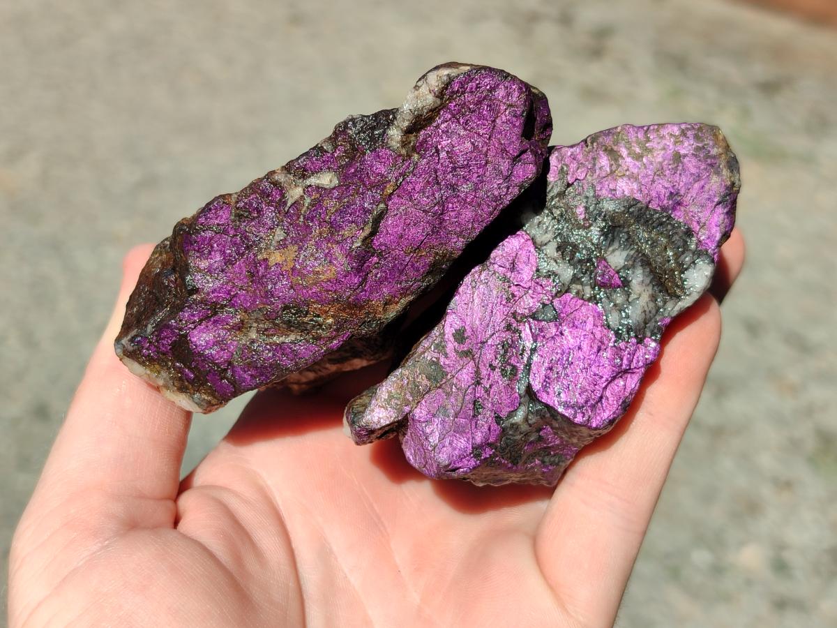 Natural Metallic Purpurite Specimens x 12 From Erongo, Namibia