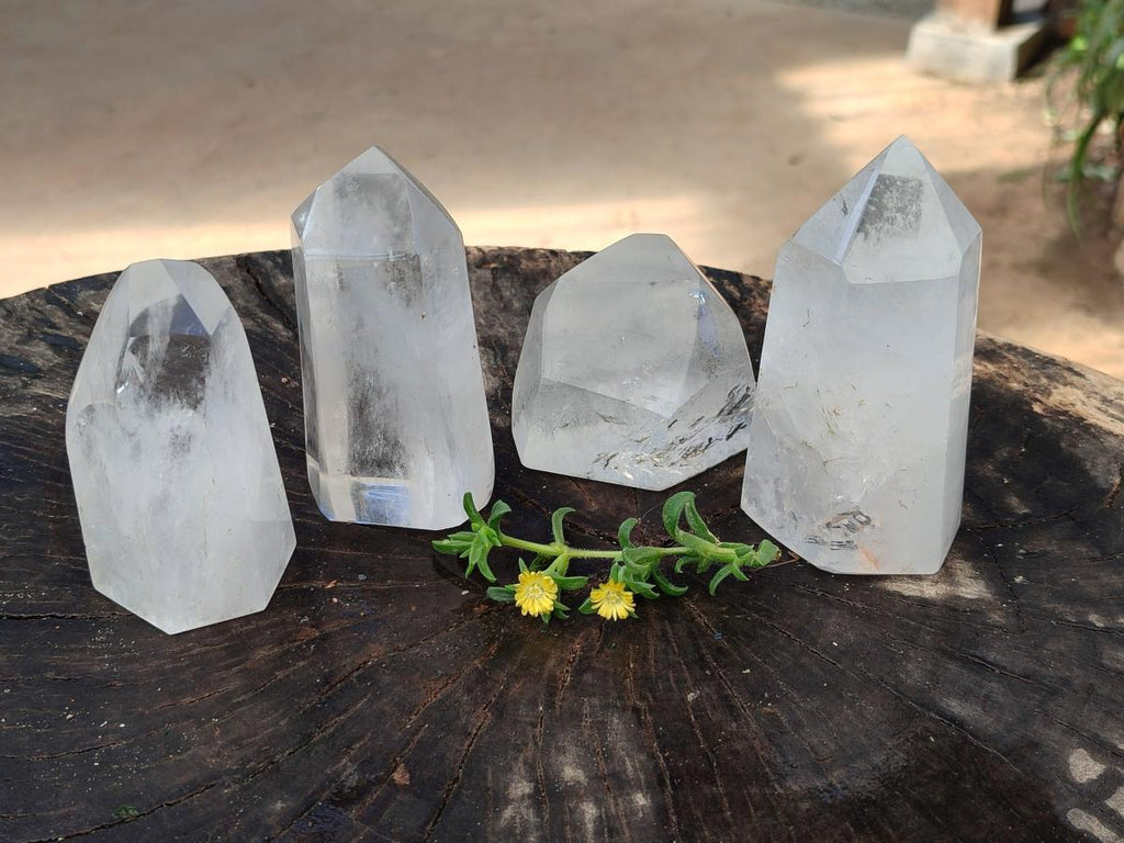 Polished Clear Quartz Crystals x 4 From Madagascar