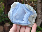 Polished On One Side Blue Lace Agate Geodes x 4 From Nsanje, Malawi
