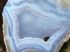 Polished On One Side Blue Lace Agate Geodes x 4 From Nsanje, Malawi