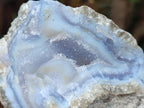 Polished On One Side Blue Lace Agate Geodes x 4 From Nsanje, Malawi