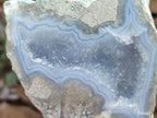 Polished On One Side Blue Lace Agate Geodes x 4 From Nsanje, Malawi
