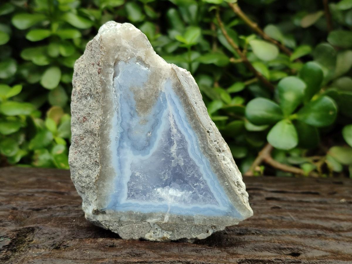 Polished On One Side Blue Lace Agate Geodes x 4 From Nsanje, Malawi