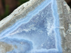 Polished On One Side Blue Lace Agate Geodes x 4 From Nsanje, Malawi