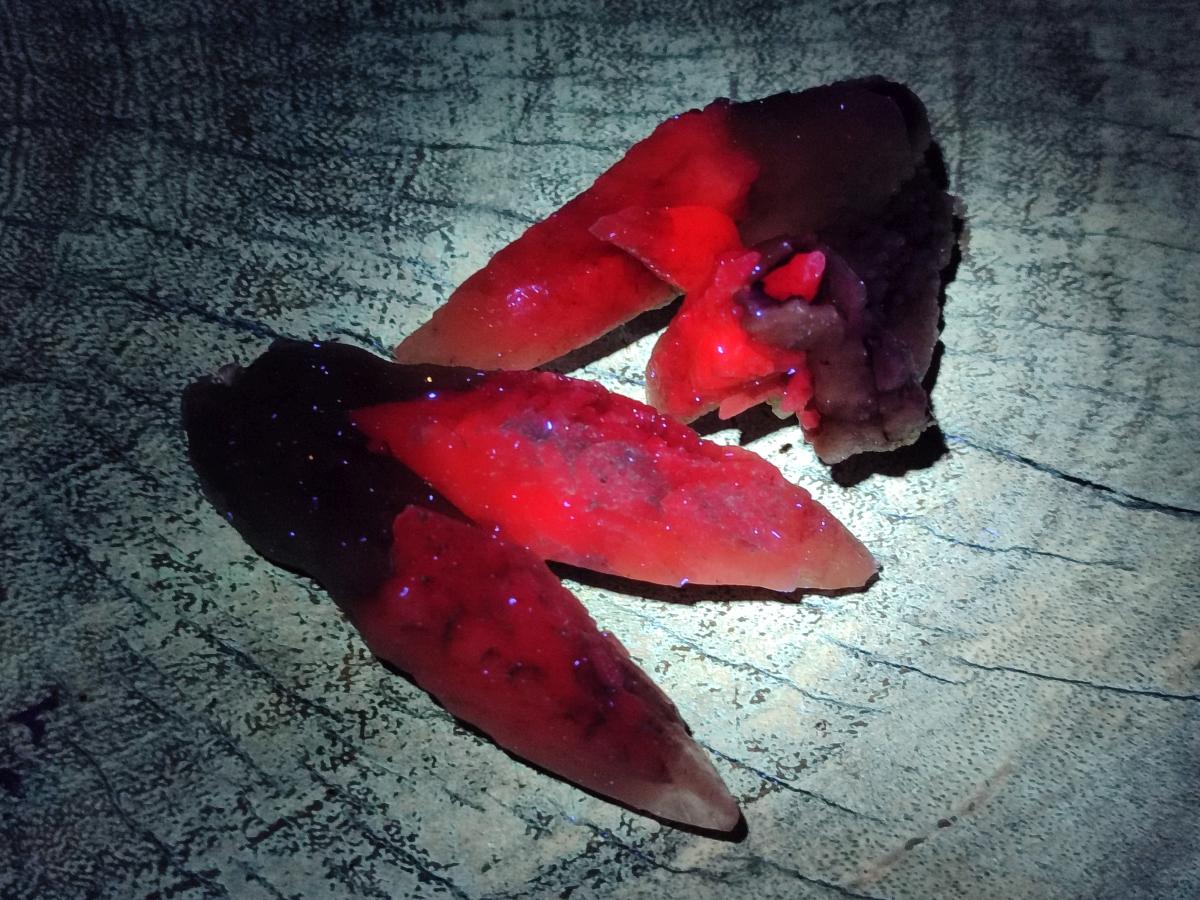 Natural Drusy Quartz Coated Spearhead Calcite Specimens x 24 From Albert's Mountain, Lesotho