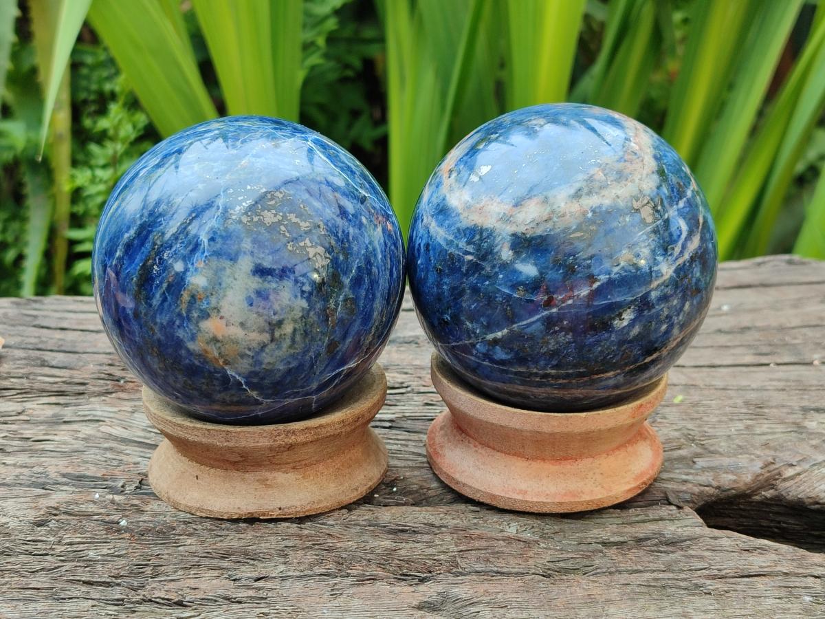 Polished Sodalite Spheres x 2 From Kunene River, Namibia