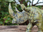 Hand Made Leopard Stone Rhino Carving x 1 From Nyanga, Zimbabwe