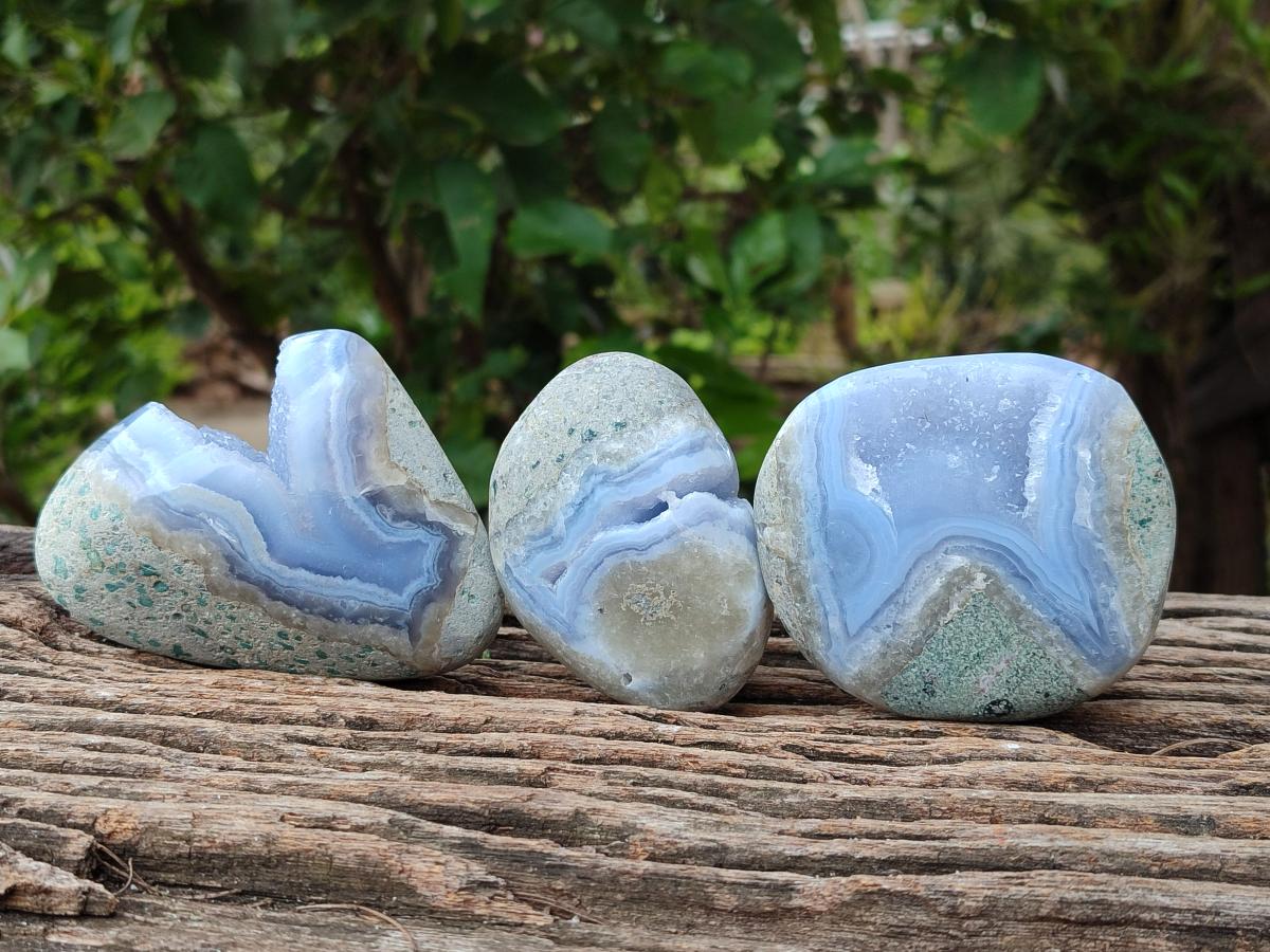 Polished Blue Lace Agate Free Forms x 6 From Nsanje, Malawi