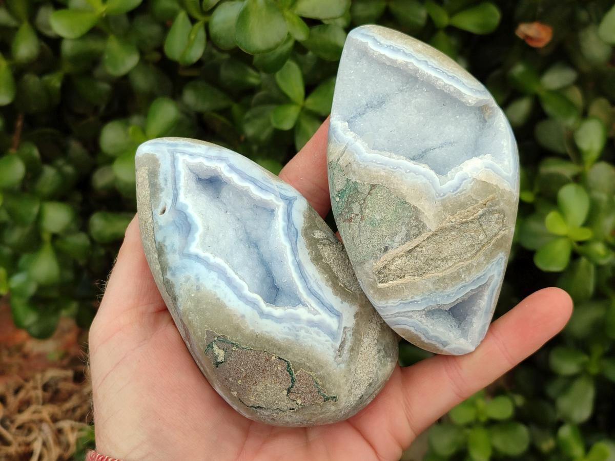 Polished Blue Lace Agate Free Forms x 6 From Nsanje, Malawi