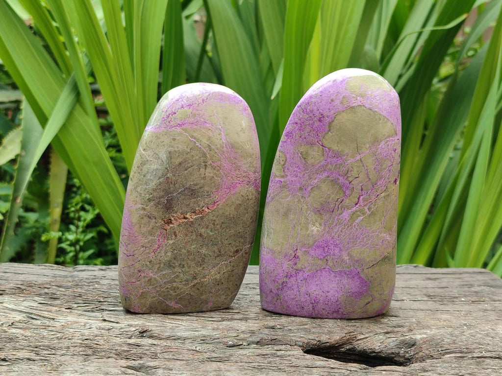 Polished Stichtite Standing Free Forms x 2 From Barberton, South Africa