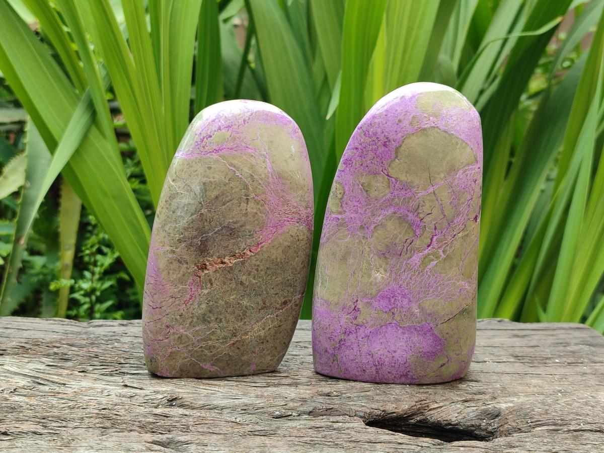 Polished Stichtite Standing Free Forms x 2 From Barberton, South Africa