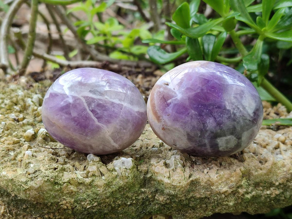 Polished Purple Chevron Amethyst Galets x 12 From Madagascar