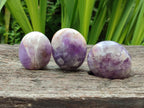 Polished Purple Chevron Amethyst Galets x 12 From Madagascar