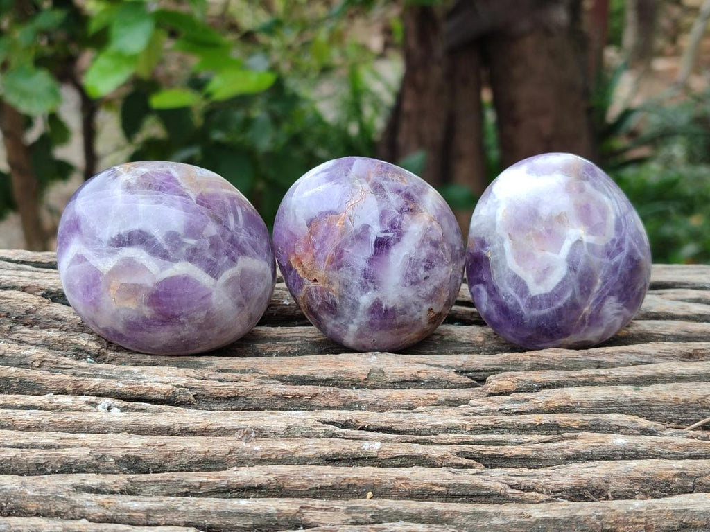 Polished Purple Chevron Amethyst Galets x 12 From Madagascar
