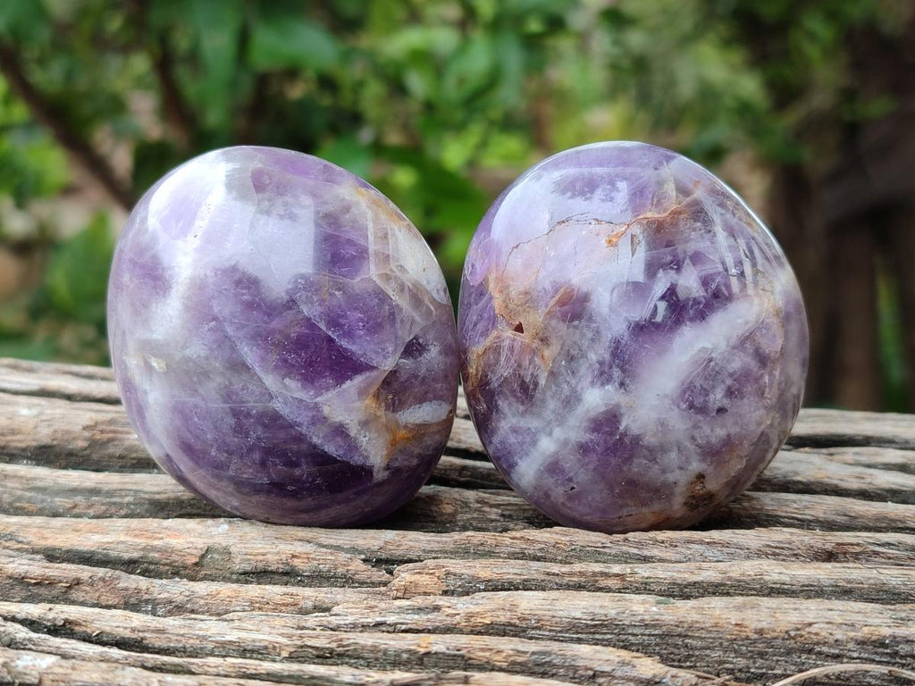 Polished Purple Chevron Amethyst Galets x 12 From Madagascar