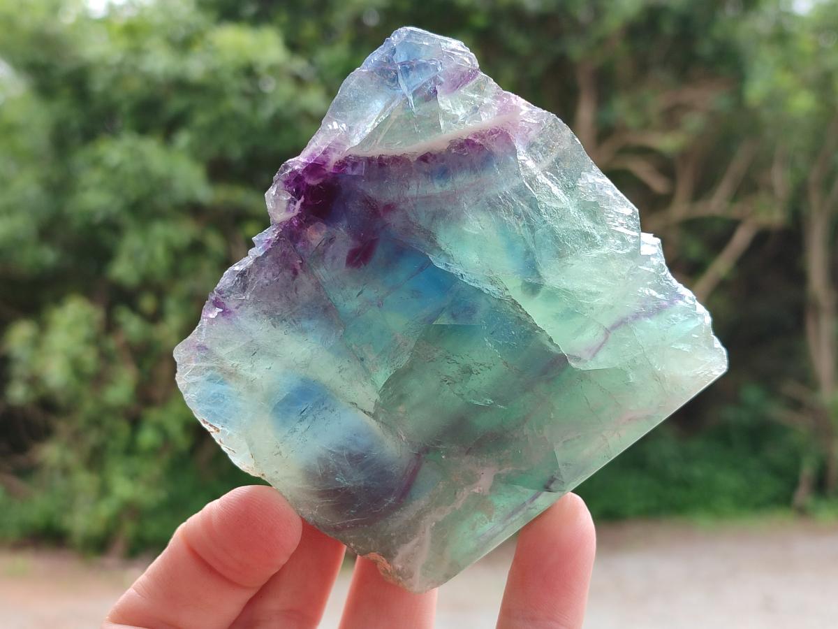Polished On One Side Watermelon Fluorite Slices x 4 From Uis, Namibia