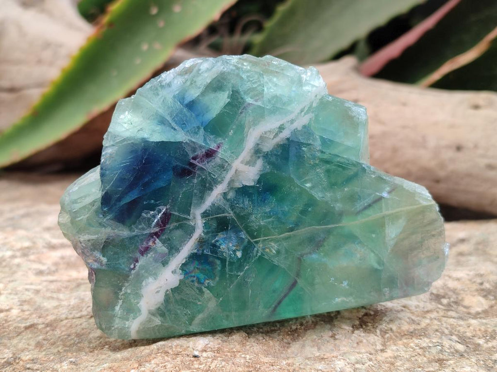 Polished On One Side Watermelon Fluorite Slices x 4 From Uis, Namibia