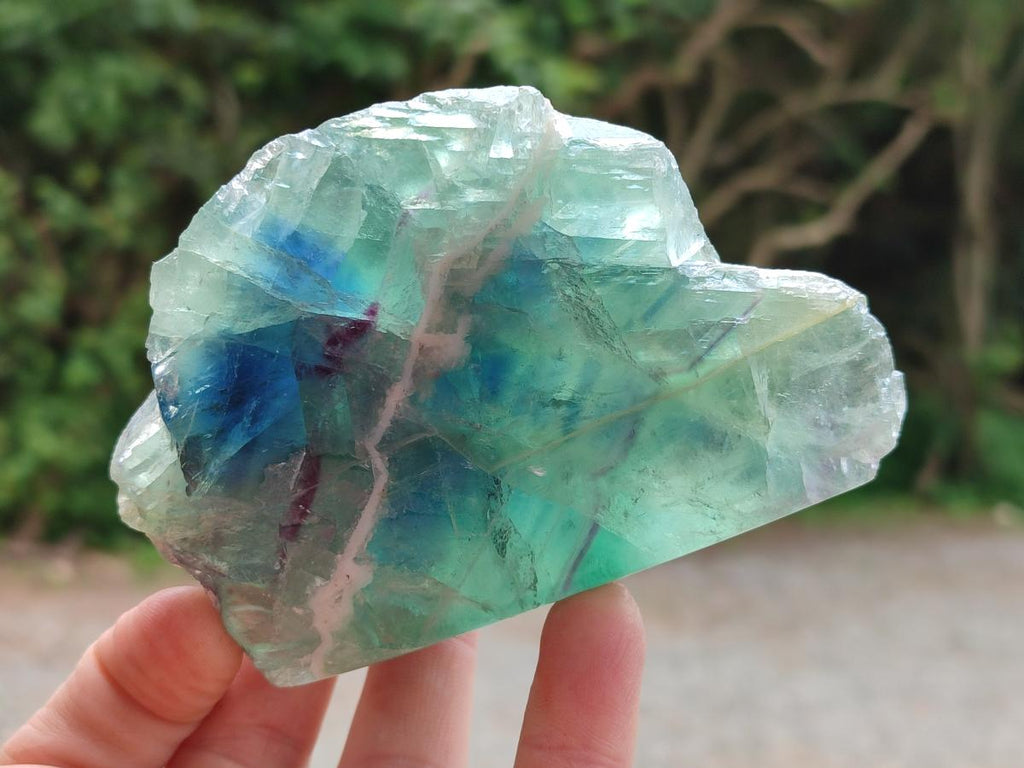 Polished On One Side Watermelon Fluorite Slices x 4 From Uis, Namibia