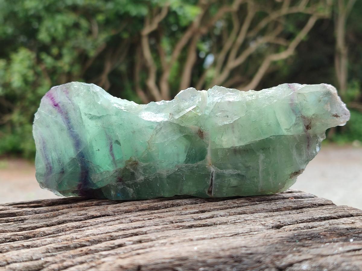 Polished On One Side Watermelon Fluorite Slices x 4 From Uis, Namibia