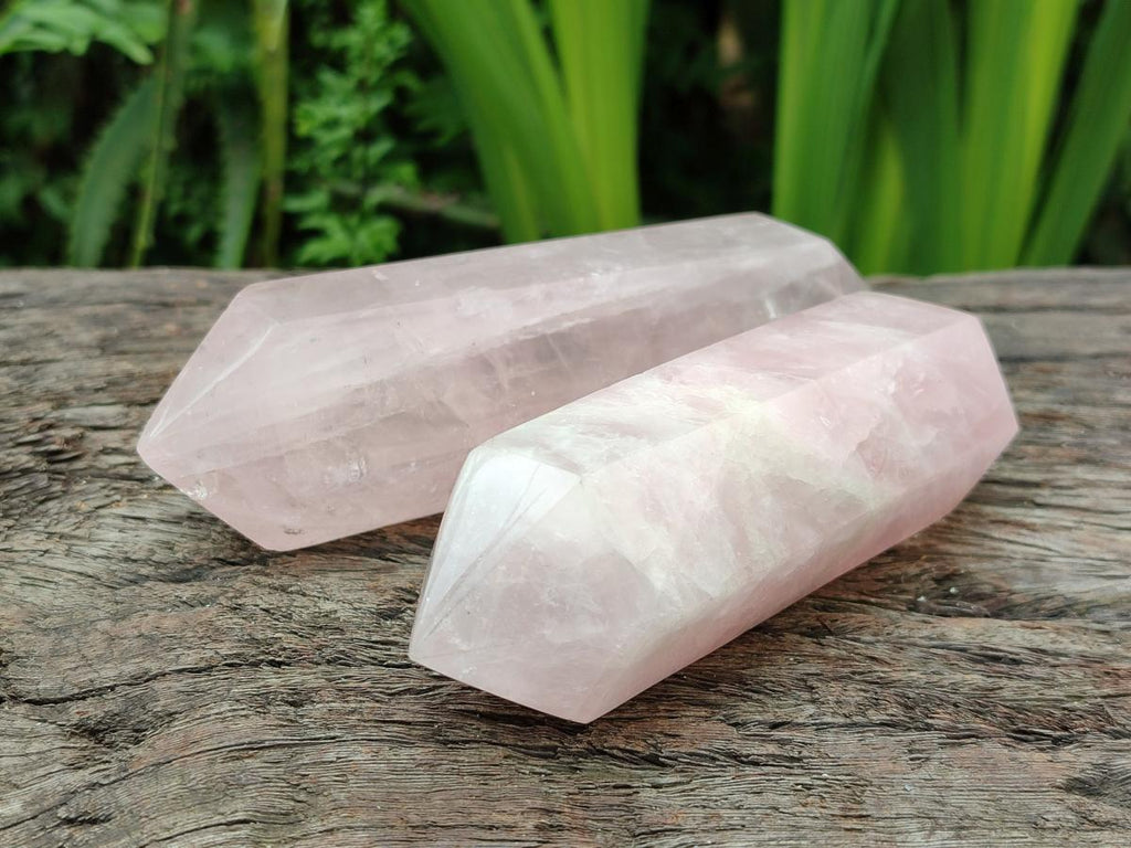 Polished Double Terminated Rose Quartz Crystals x 6 From Madagascar - Toprock Gemstones and Minerals 