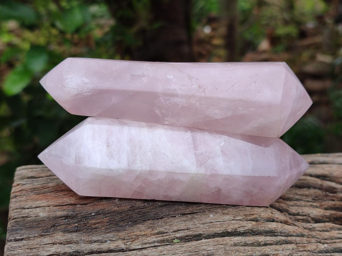 Polished Double Terminated Rose Quartz Crystals x 6 From Madagascar