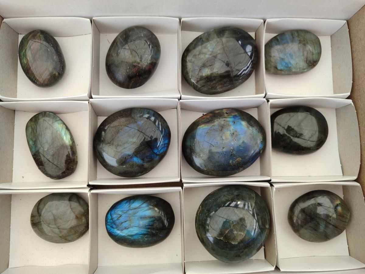 Polished Labradorite Galets x 12 From Tulear, Madagascar